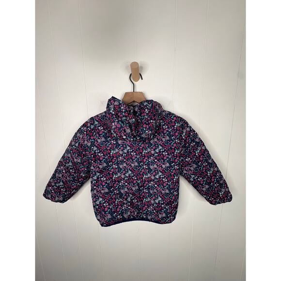 Eddie Bauer Reversible Down Puffer Jacket Toddler Girl XS 5/6 Winter Coat Floral - Picture 12 of 13